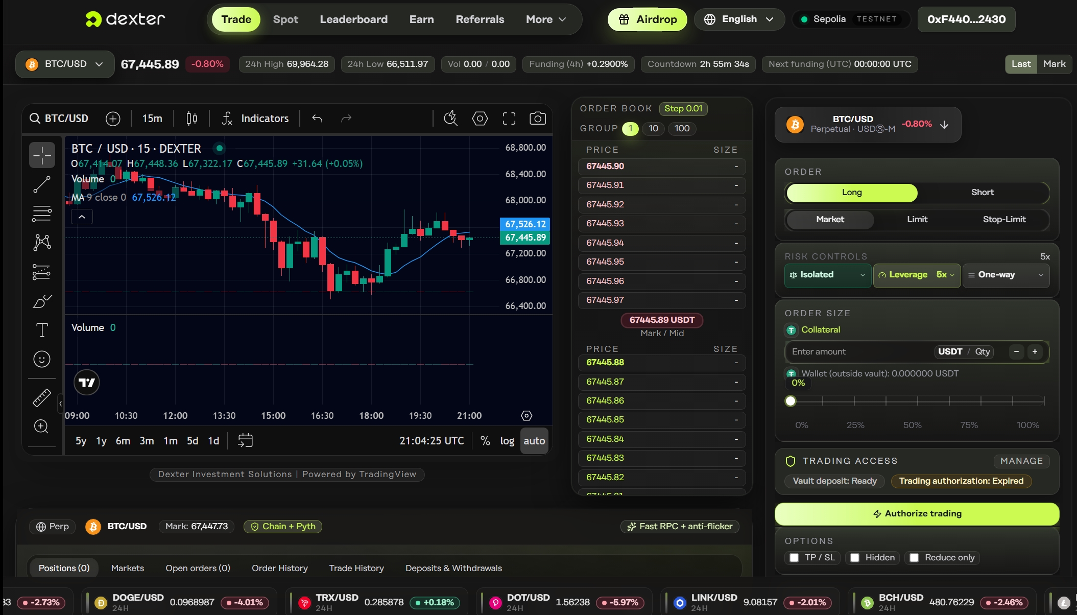 trading dashboard
